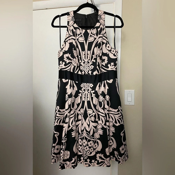 NWT INC International Concepts Pink & Black French Floral Dress Pockets Size 10 - Picture 6 of 10